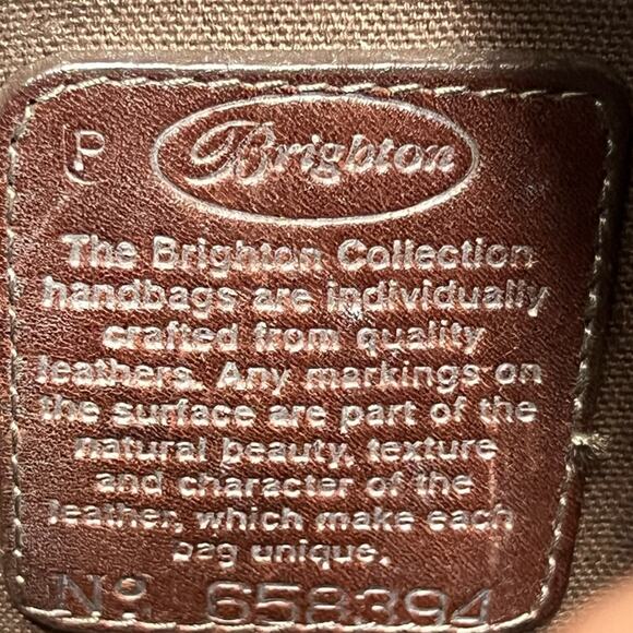 BRIGHTON Leather Bucket Bag Weave Dark Brown Handbag Purse NICE - Picture 9 of 9